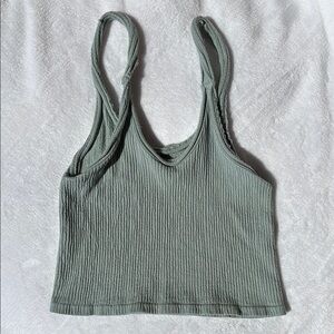 Urban Outfitters Green Ribbed Crop Tank Top